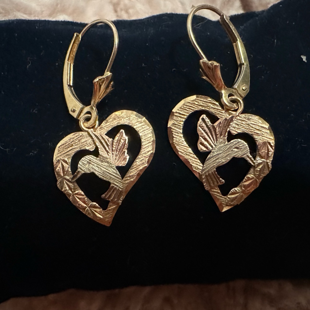 Black hills gold hummingbird earrings